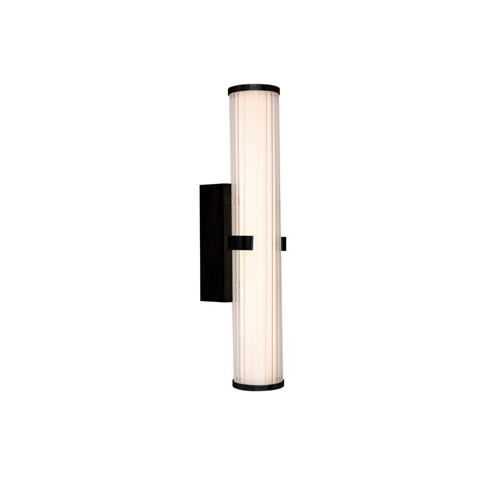 clamp 18w led black opal ribbed glass wall light