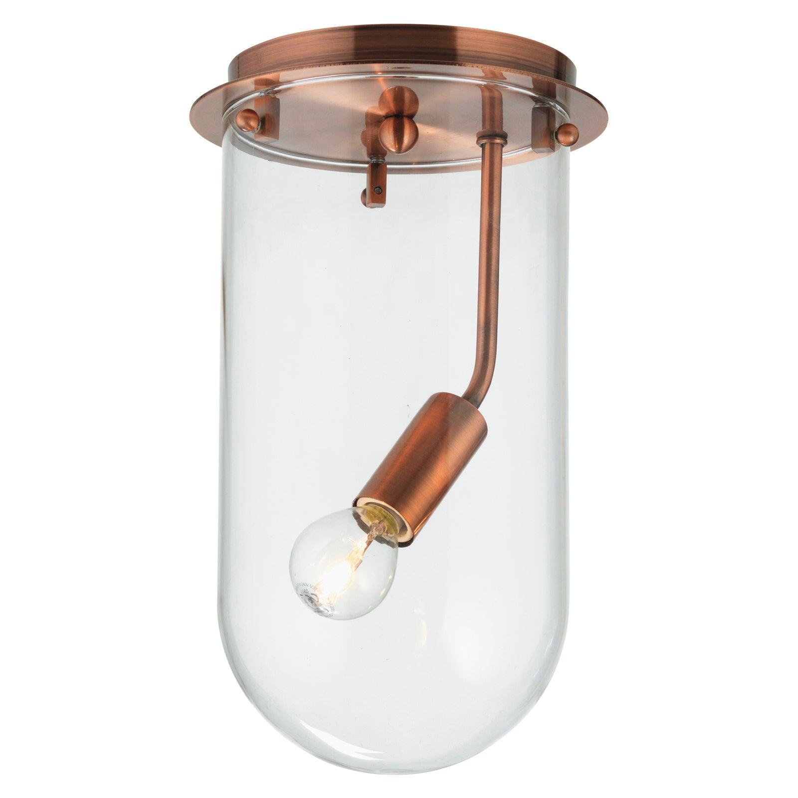 Oaks Lighting Mack Copper & Glass Flush Living Room Ceiling Light Image 1