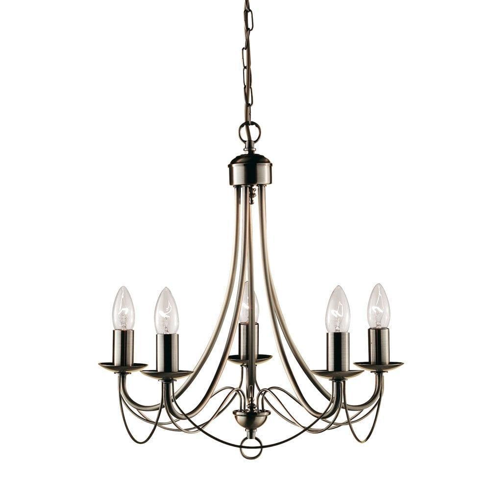 Maypole 5 Light Antique Brass Ceiling Pendant Searchlight-Ceiling Pendant Lights-1-Tiffany Lighting Direct