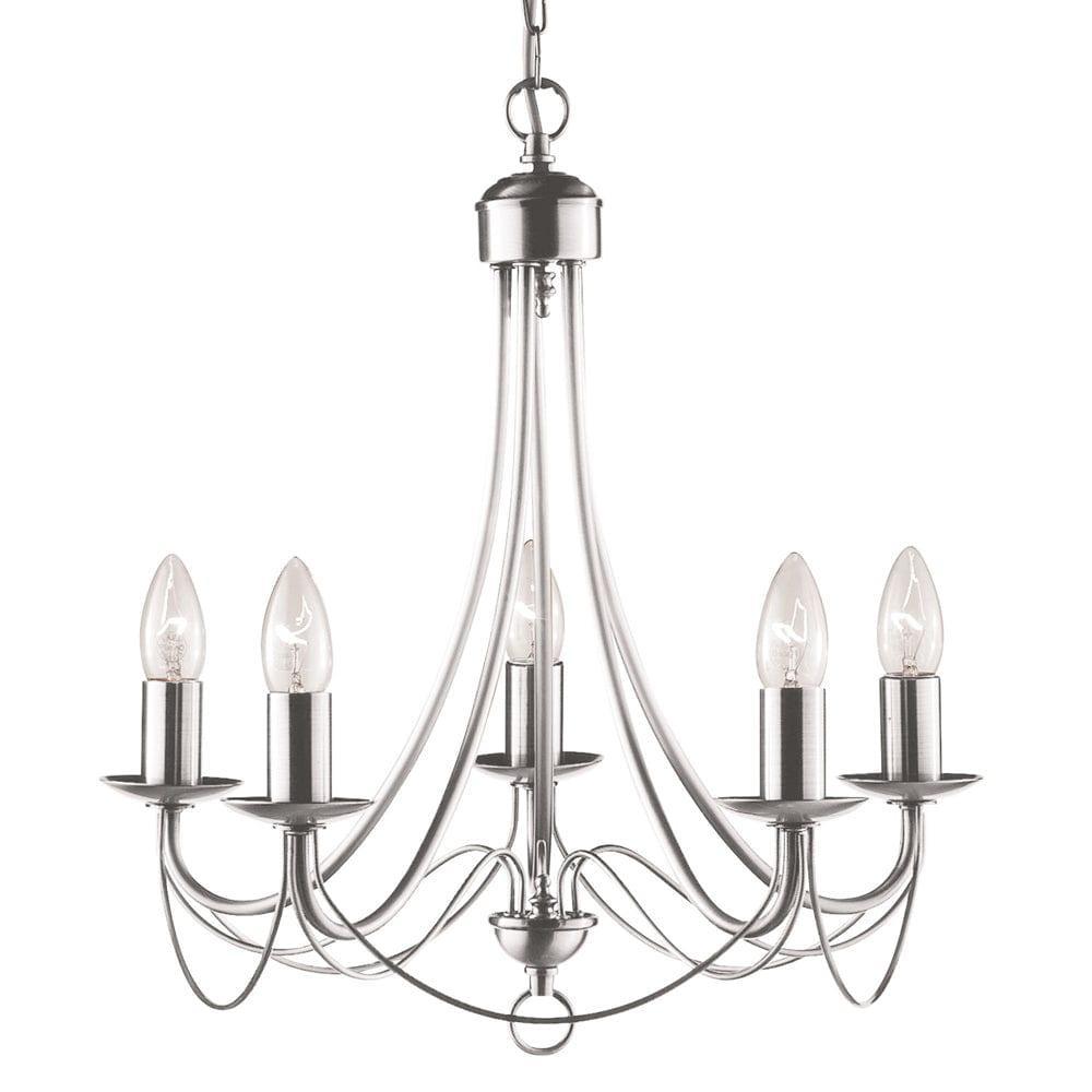 Searchlight Maypole 5 Light Satin Silver Ceiling Pendant-Ceiling Pendant Lights-1-Tiffany Lighting Direct