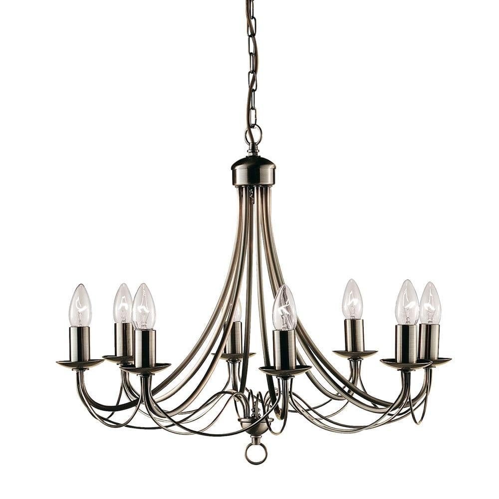 Maypole 8 Light Antique Brass Ceiling Pendant Searchlight-Ceiling Pendant Lights-1-Tiffany Lighting Direct