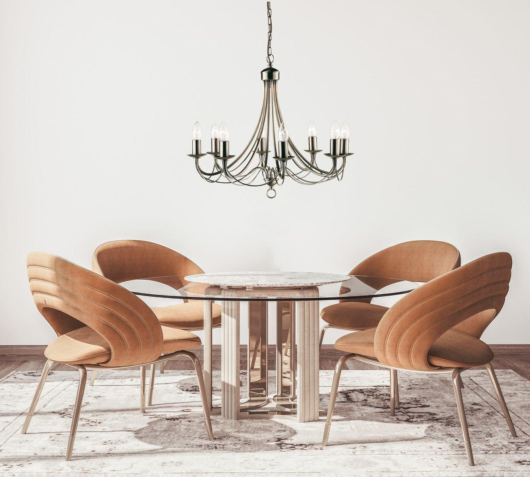 Maypole 8 Light Antique Brass Ceiling Pendant Searchlight-Ceiling Pendant Lights-5-Tiffany Lighting Direct