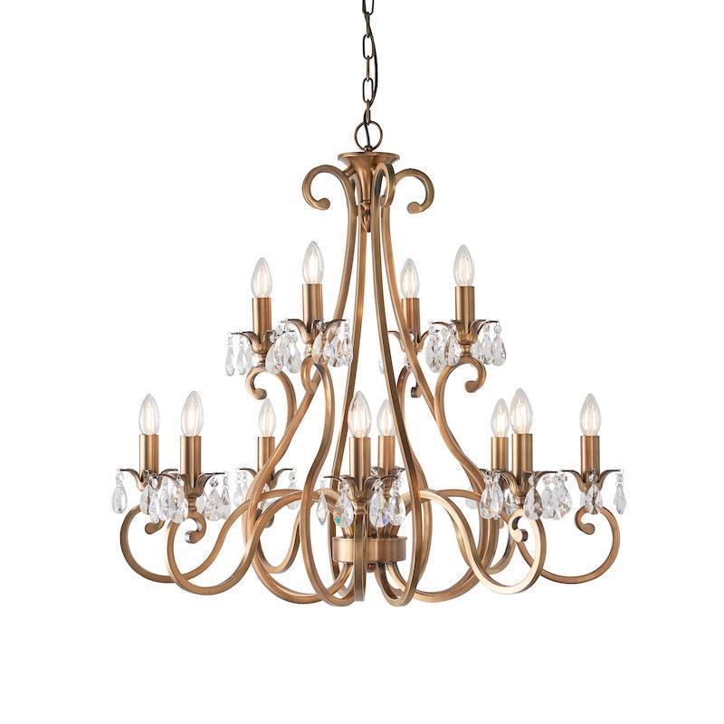 Oksana Antique Brass Finish 12 Light Chandelier UL1P12B