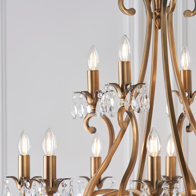 Oksana Antique Brass Chandelier UL1P12B close up candle