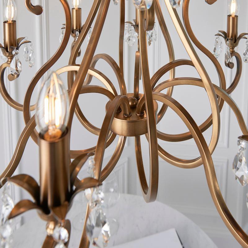 Oksana Antique Brass Chandelier UL1P12B close up stem