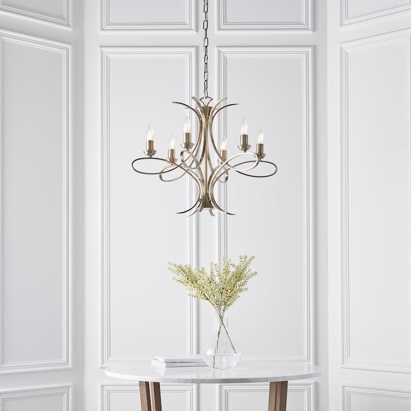 Interiors 1900 Penn 6 Light Brushed Brass Finish Chandelier-Interiors 1900-11-Tiffany Lighting Direct