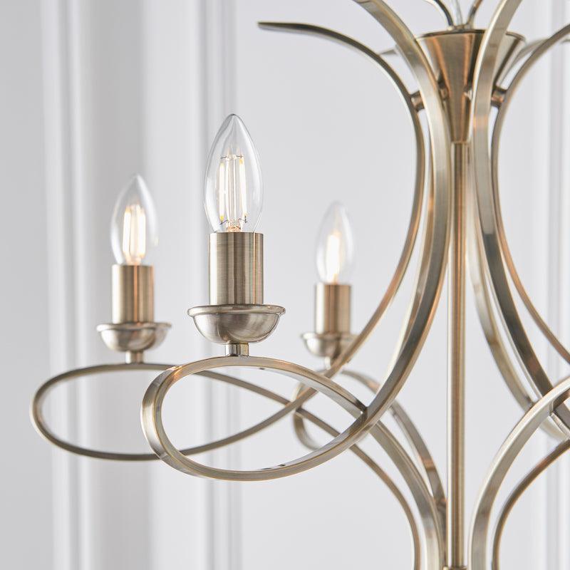 Interiors 1900 Penn 6 Light Brushed Brass Finish Chandelier-Interiors 1900-13-Tiffany Lighting Direct