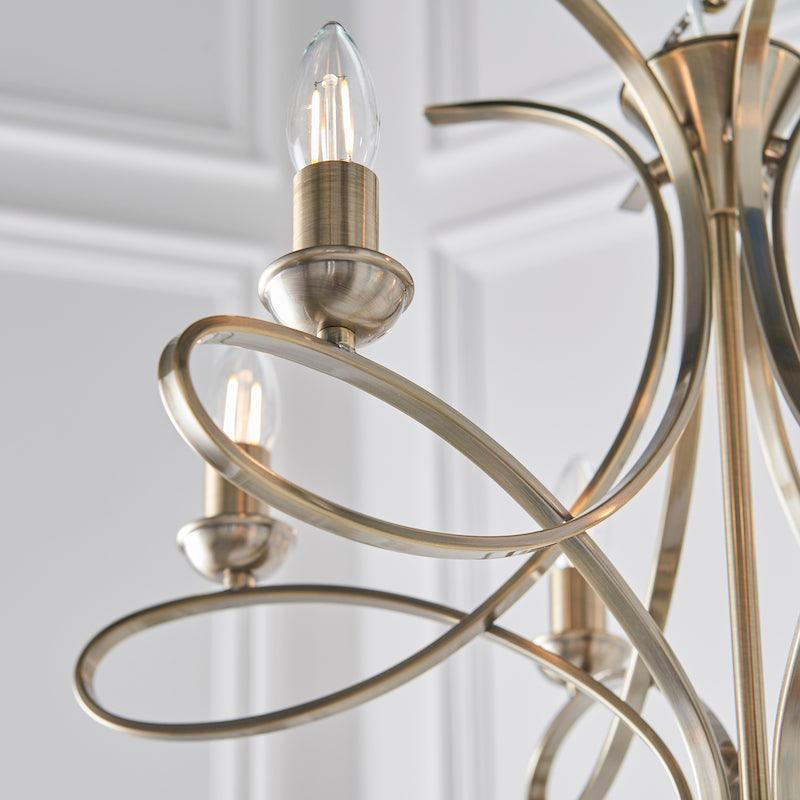 Interiors 1900 Penn 6 Light Brushed Brass Finish Chandelier-Interiors 1900-14-Tiffany Lighting Direct