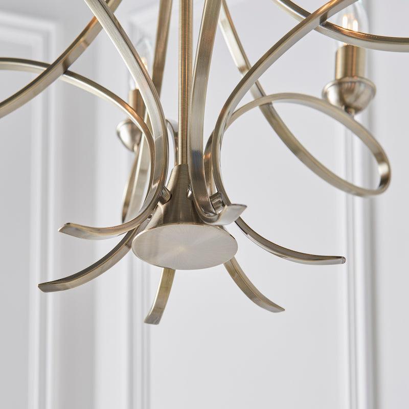 Interiors 1900 Penn 6 Light Brushed Brass Finish Chandelier-Interiors 1900-16-Tiffany Lighting Direct