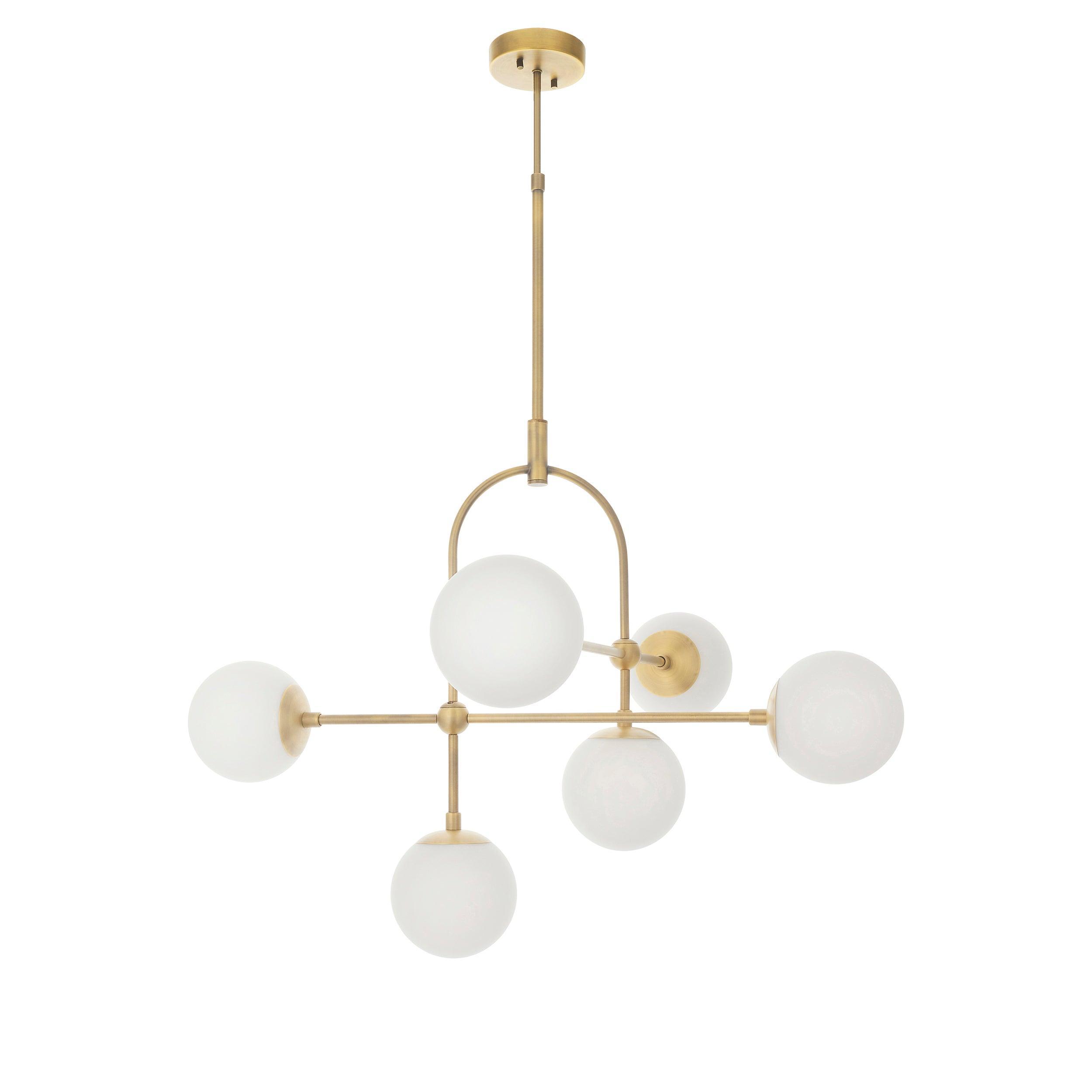 Eldorado 6 Light Brass Semi Flush With Opal Glass Shades Living room weight image