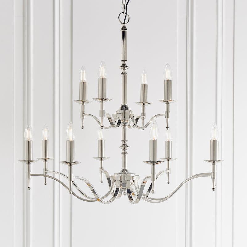 Stanford nickel 12 light chandelier ca1p12n room shot