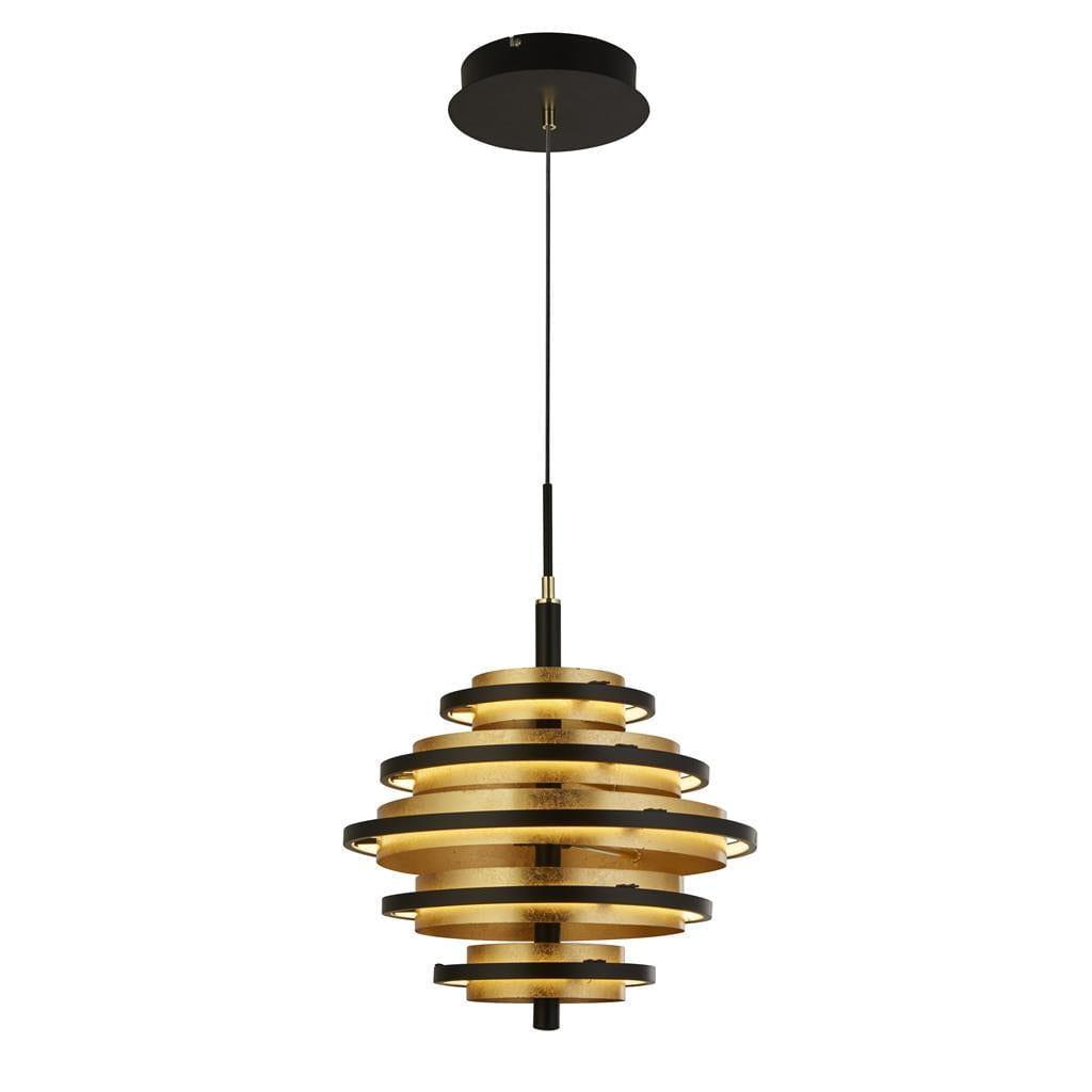 Searchlight Hive Black/Gold Leaf 5 Light LED Ceiling Pendant-Ceiling Pendant Lights-1-Tiffany Lighting Direct