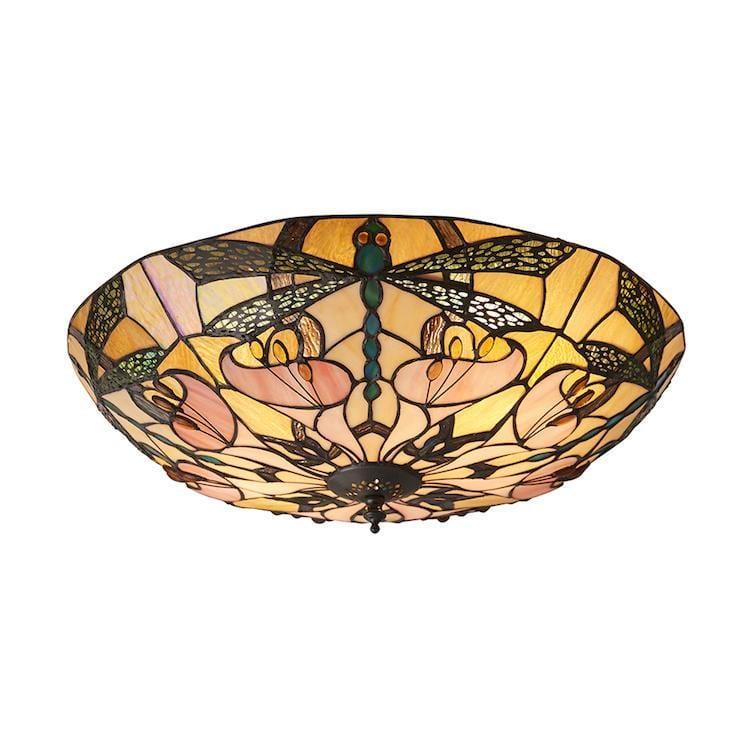 Tiffany Ceiling Flush & Semi Flush Lights - Ashton Large Tiffany 2 Light Flush Ceiling Light 63922
