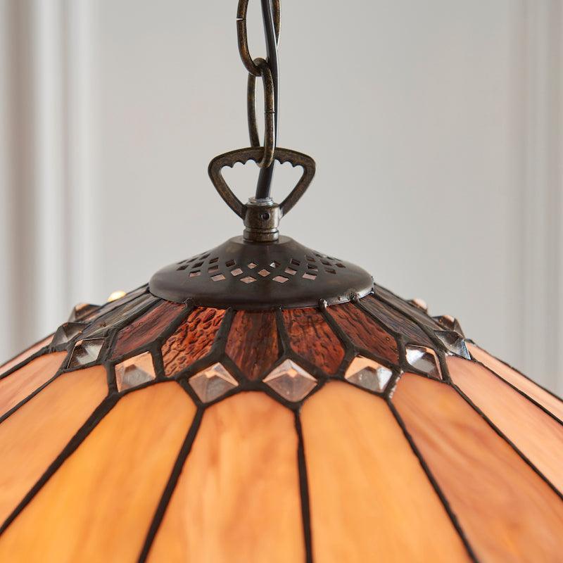 brooklyn medium tiffany pendant light unlit close up image