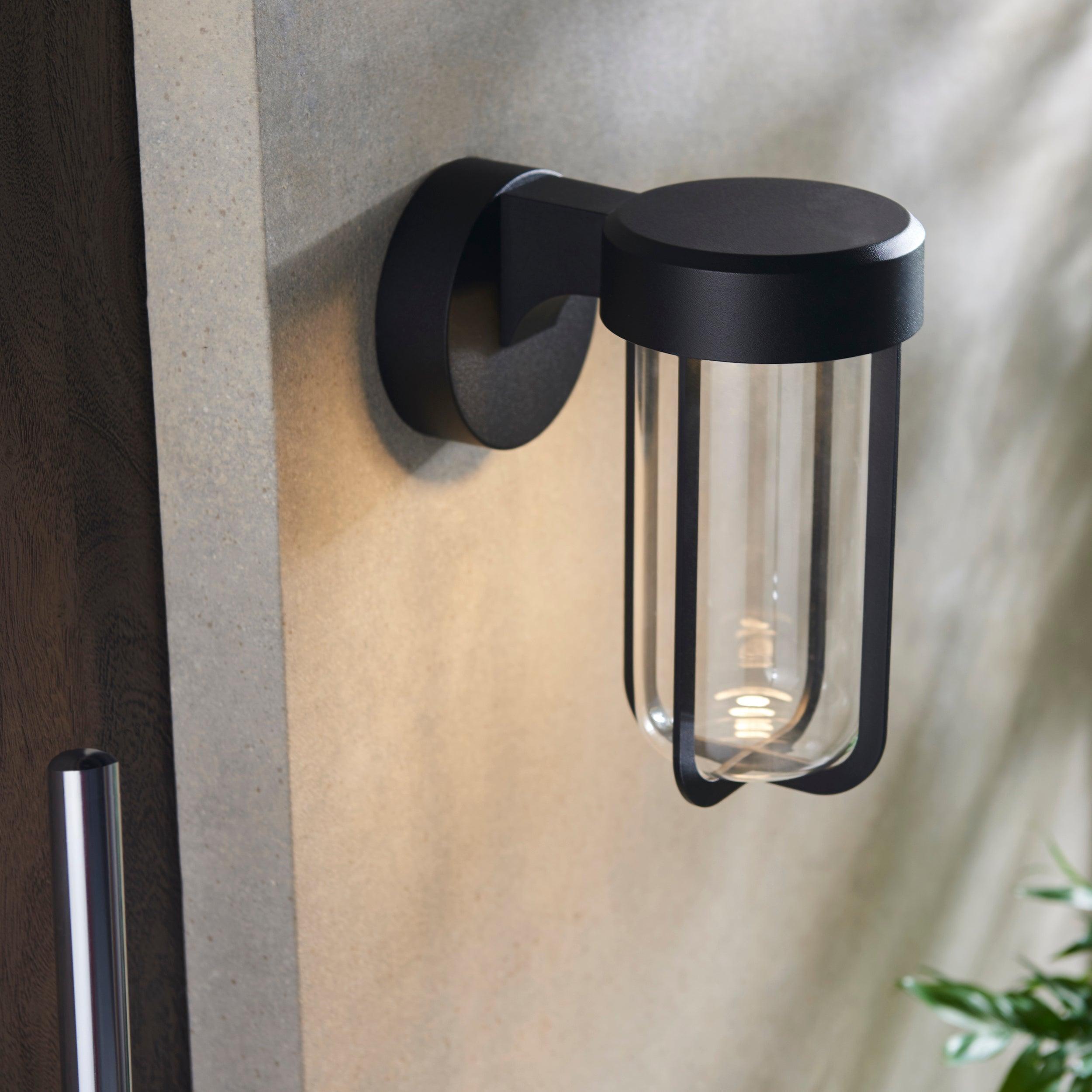 newquay large black outdoor led wall light kitchen lighting image