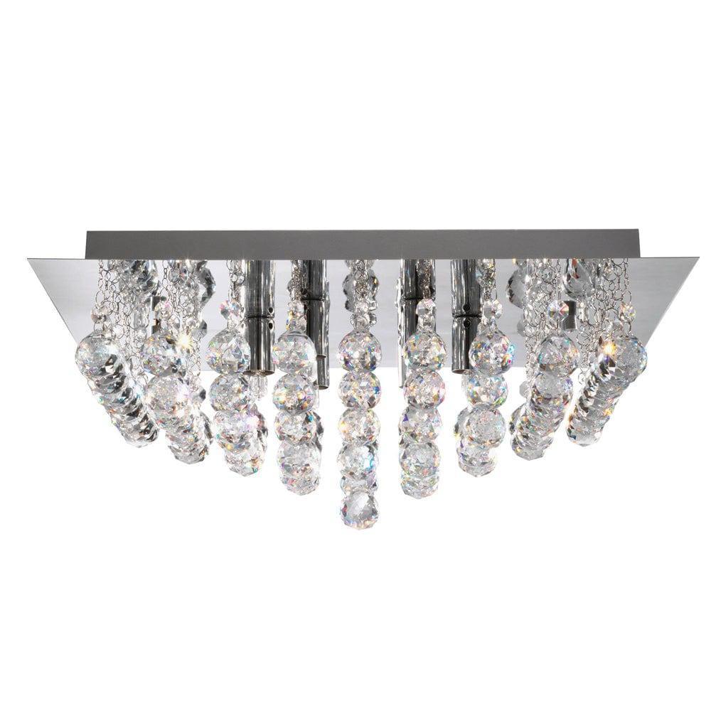 hanna 6 lt crystal chrome square flush bathroom ceiling light