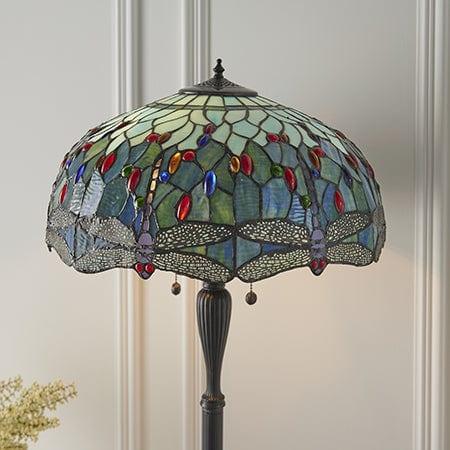blue dragonfly tiffany floor lamp mDining room lighting