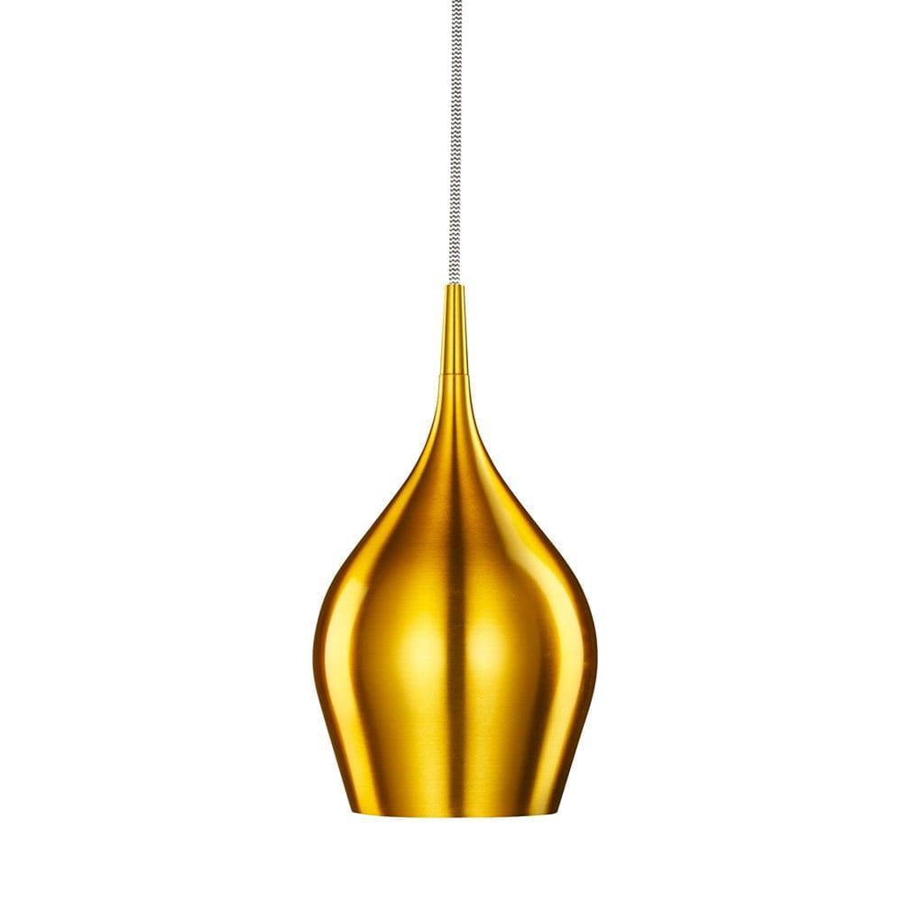 Vibrant 1 Light Metal Gold Pendant - Searchlight-Ceiling Pendant Lights-1-Tiffany Lighting Direct
