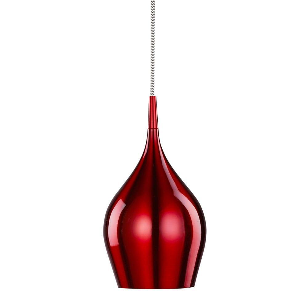 Vibrant 1 Light Metal Red Pendant - Searchlight-Ceiling Pendant Lights-1-Tiffany Lighting Direct