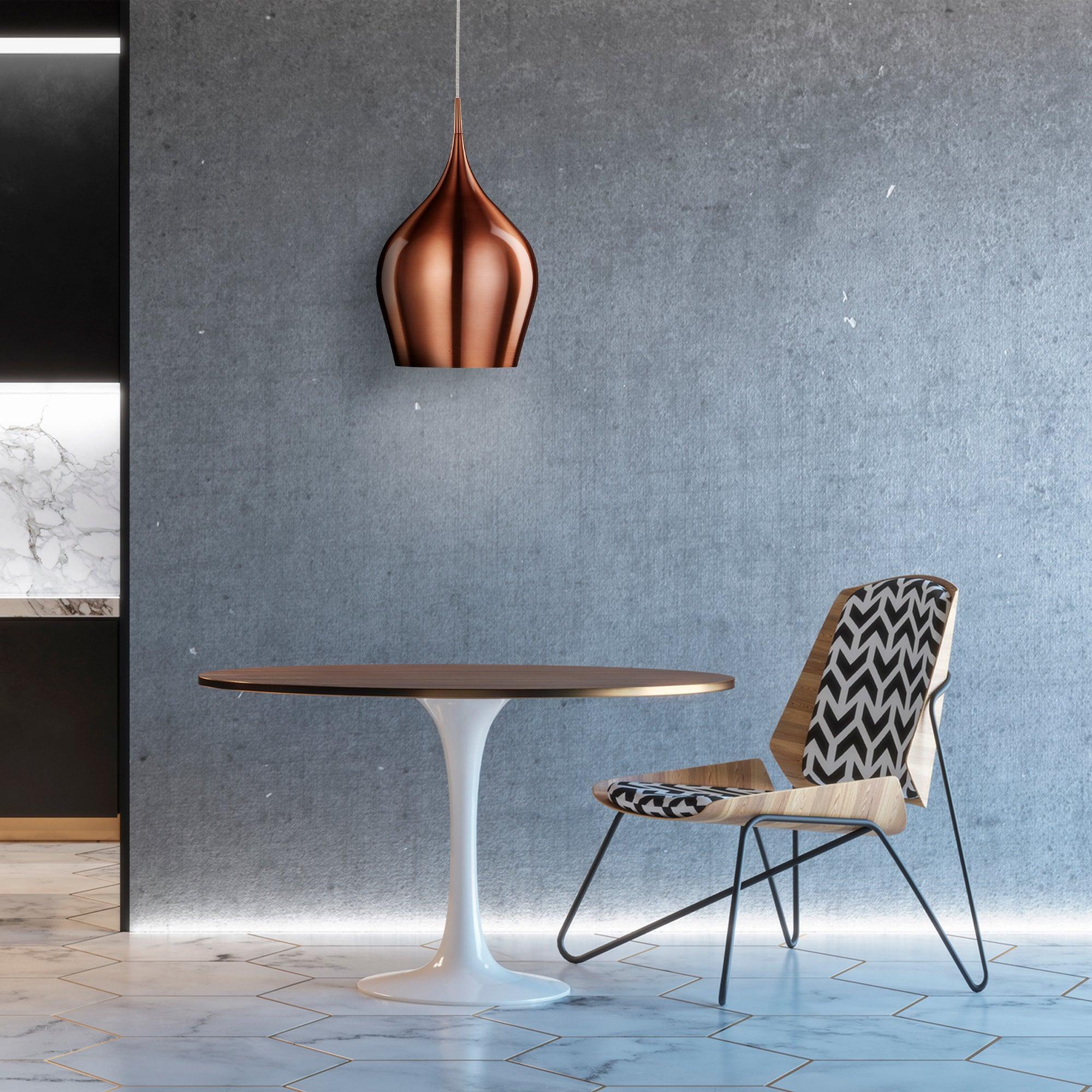 Searchlight Vibrant 1 Light Metal Copper Pendant - 26cm-Ceiling Pendant Lights-5-Tiffany Lighting Direct