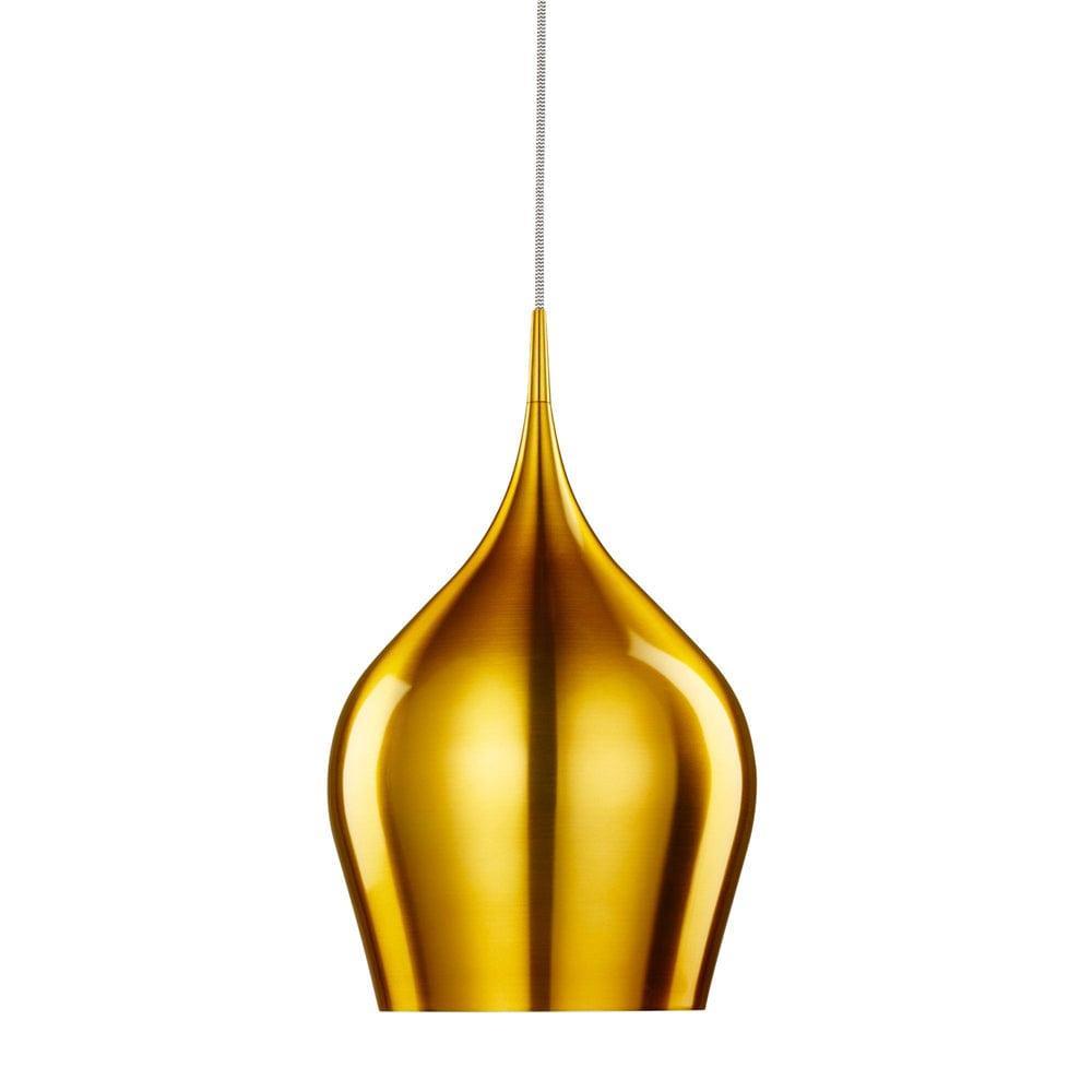 Searchlight Vibrant 1 Light Metal Gold Pendant - 26cm-Ceiling Pendant Lights-1-Tiffany Lighting Direct