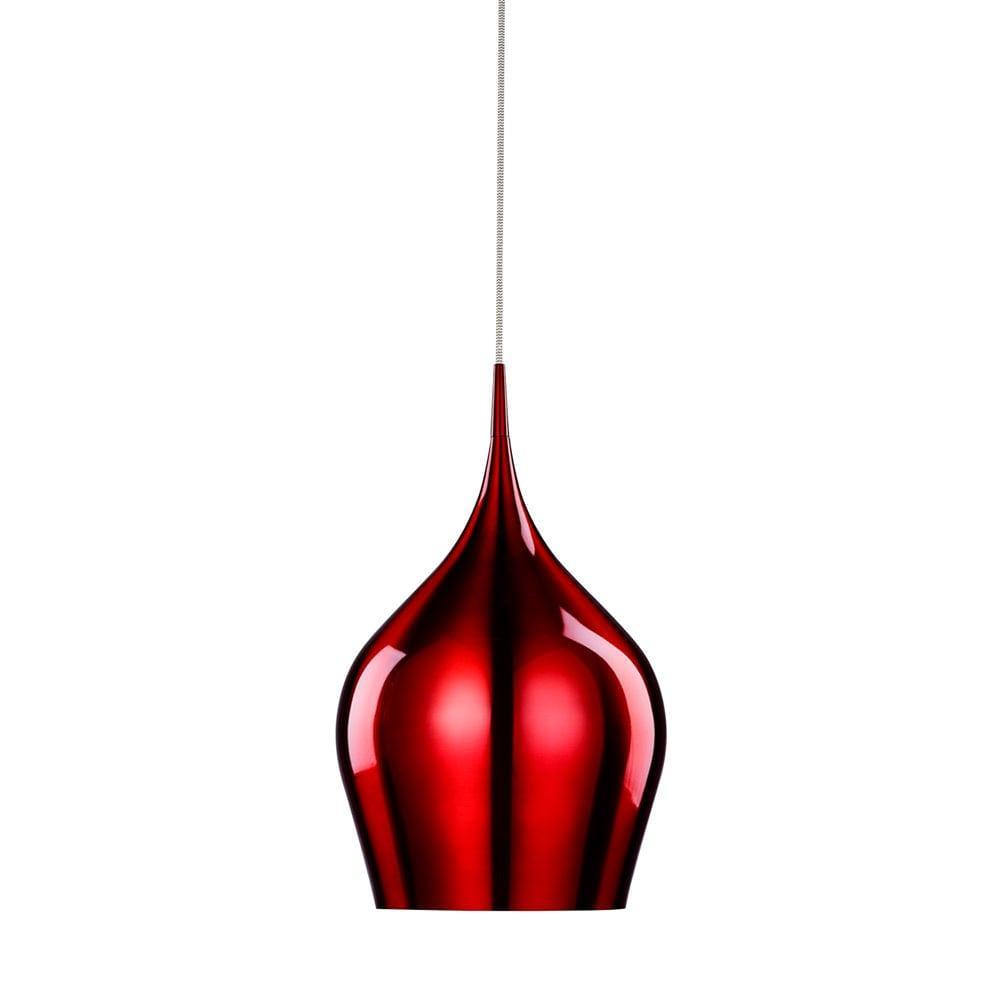 Searchlight Vibrant 1 Light Metal Red Pendant - 26cm-Ceiling Pendant Lights-1-Tiffany Lighting Direct