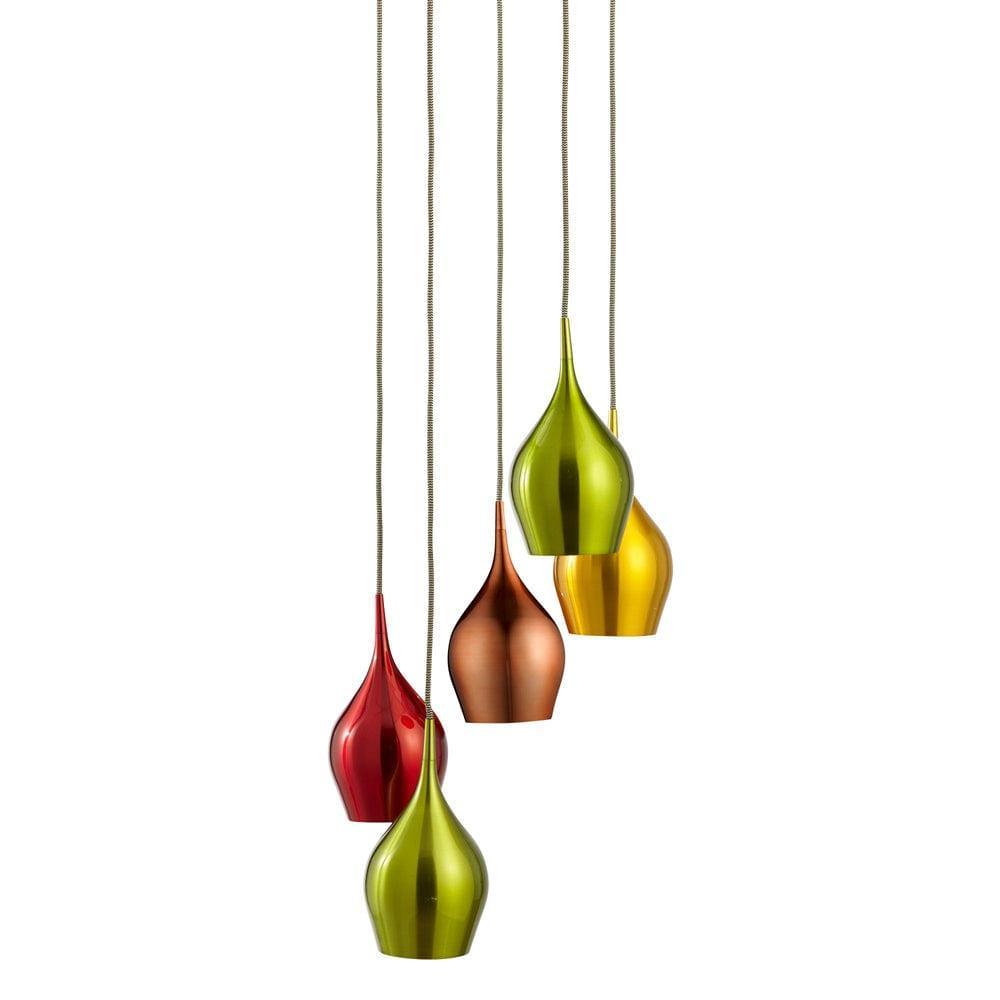 Searchlight Vibrant 5 Light Multi-Drop Coloured Pendants-Ceiling Pendant Lights-1-Tiffany Lighting Direct