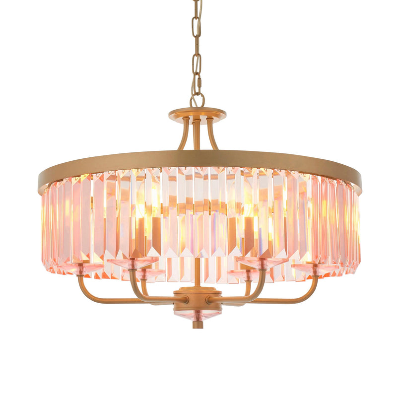 Ealing Round 6 Light Gold & Clear Cut Glass Ceiling Pendant