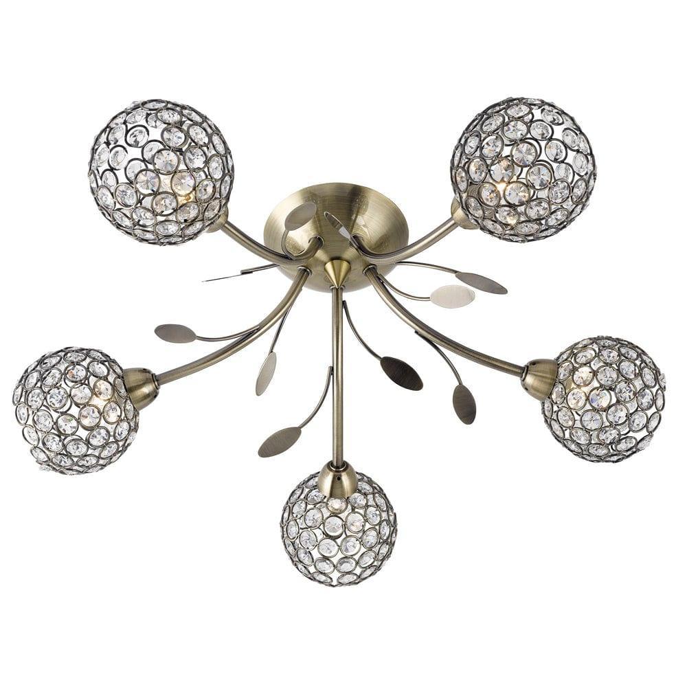 Bellis II 5 Light Semi-Flush Brass Ceiling Light Living room Image