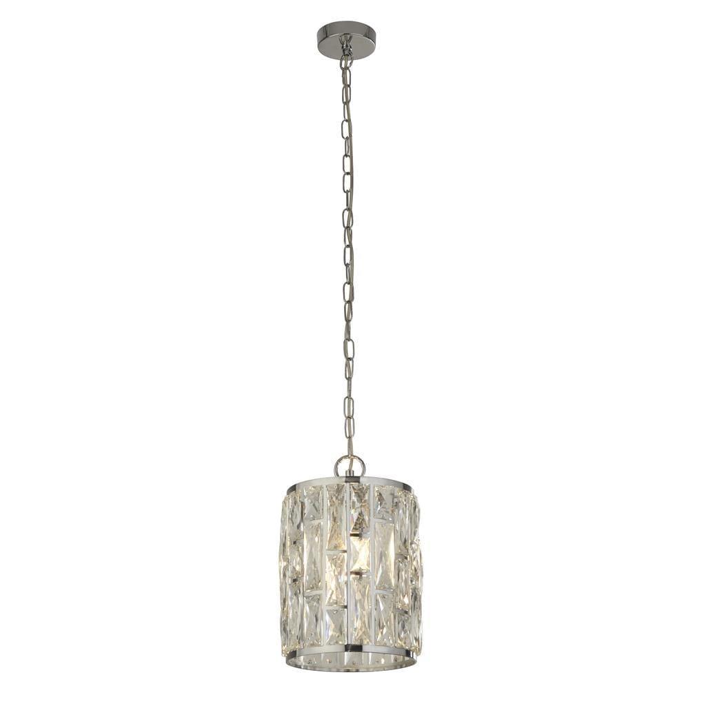 Bijou 1 Light Chrome Pendant - Crystal Glass Searchlight-Ceiling Pendant Lights-1-Tiffany Lighting Direct