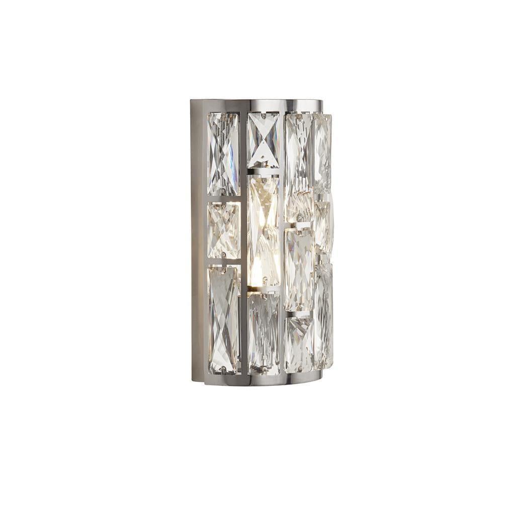 bijou 2 light chrome wall light crystal glass