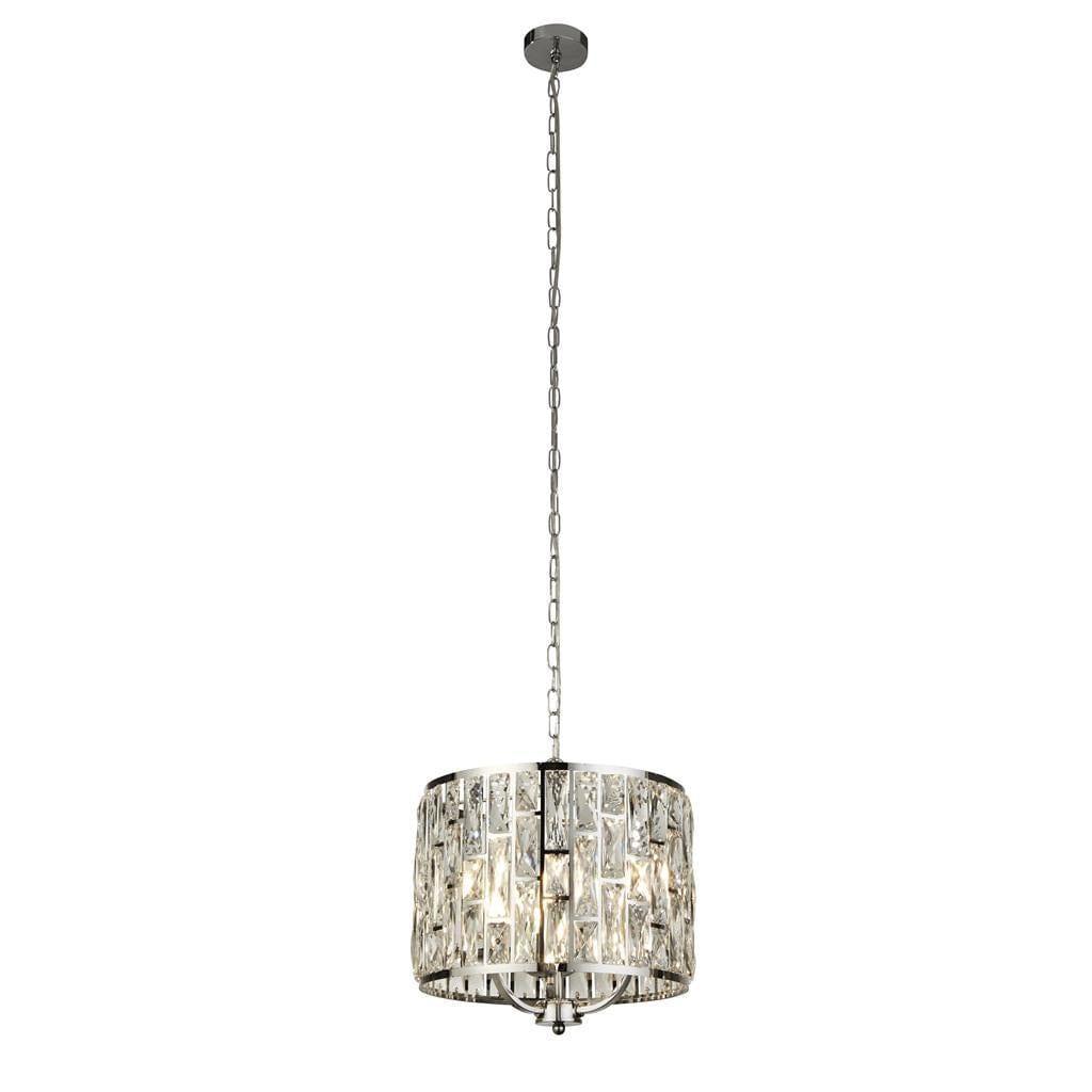 Bijou 3 Light Chrome Ceiling Pendant - Crystal Glass-Ceiling Pendant Lights-1-Tiffany Lighting Direct
