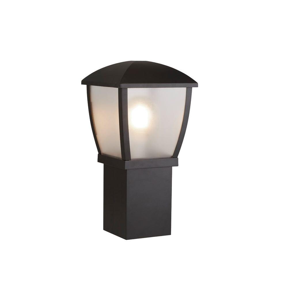 seattle black with clear frosted panels outdoor post 45cm height