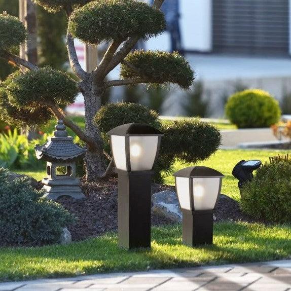 seattle black with clear frosted panels outdoor post 45cm height by searchlighting lighting, living room image