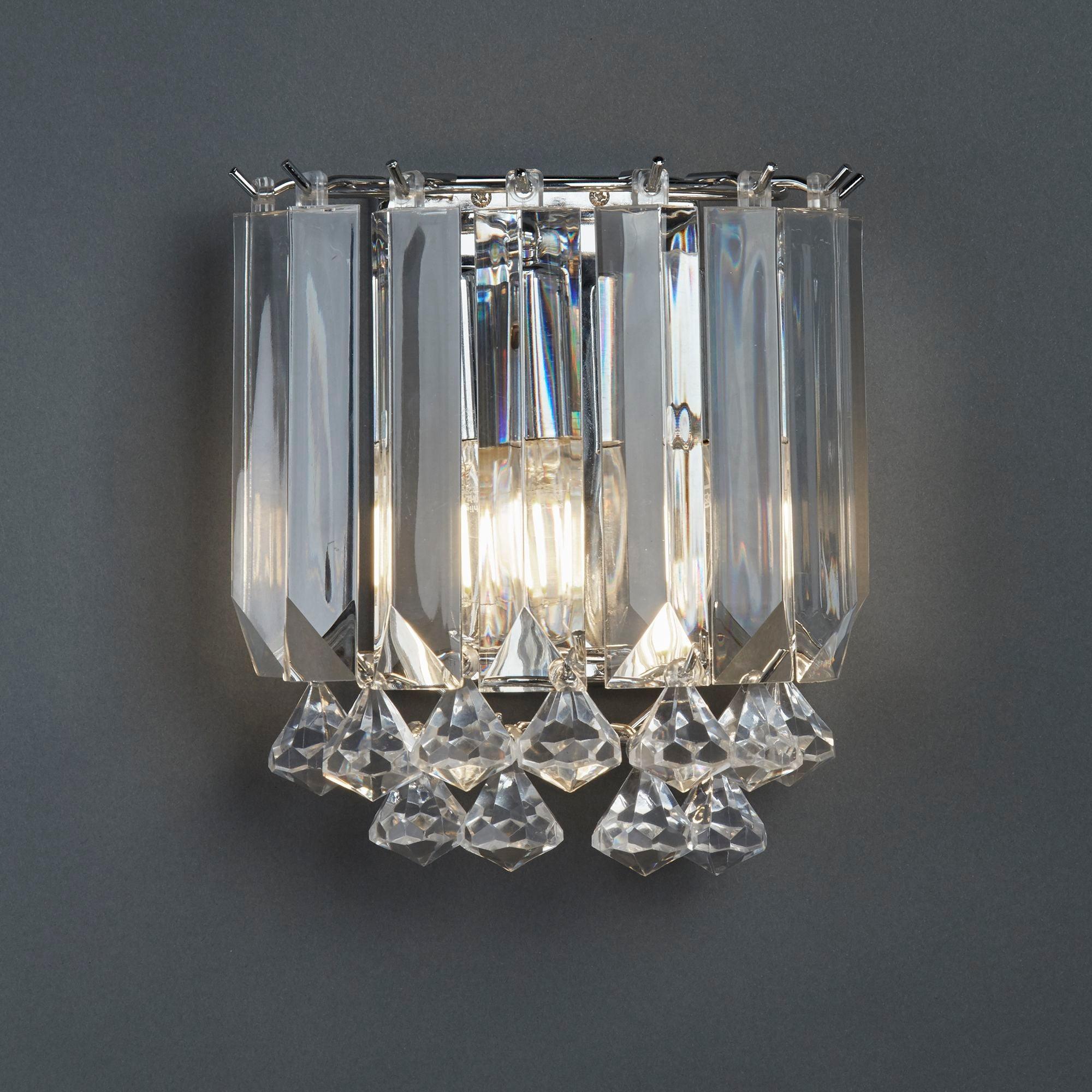 sigma 2 light chrome clear acrylic wall light by searchlighting lighting, living room image