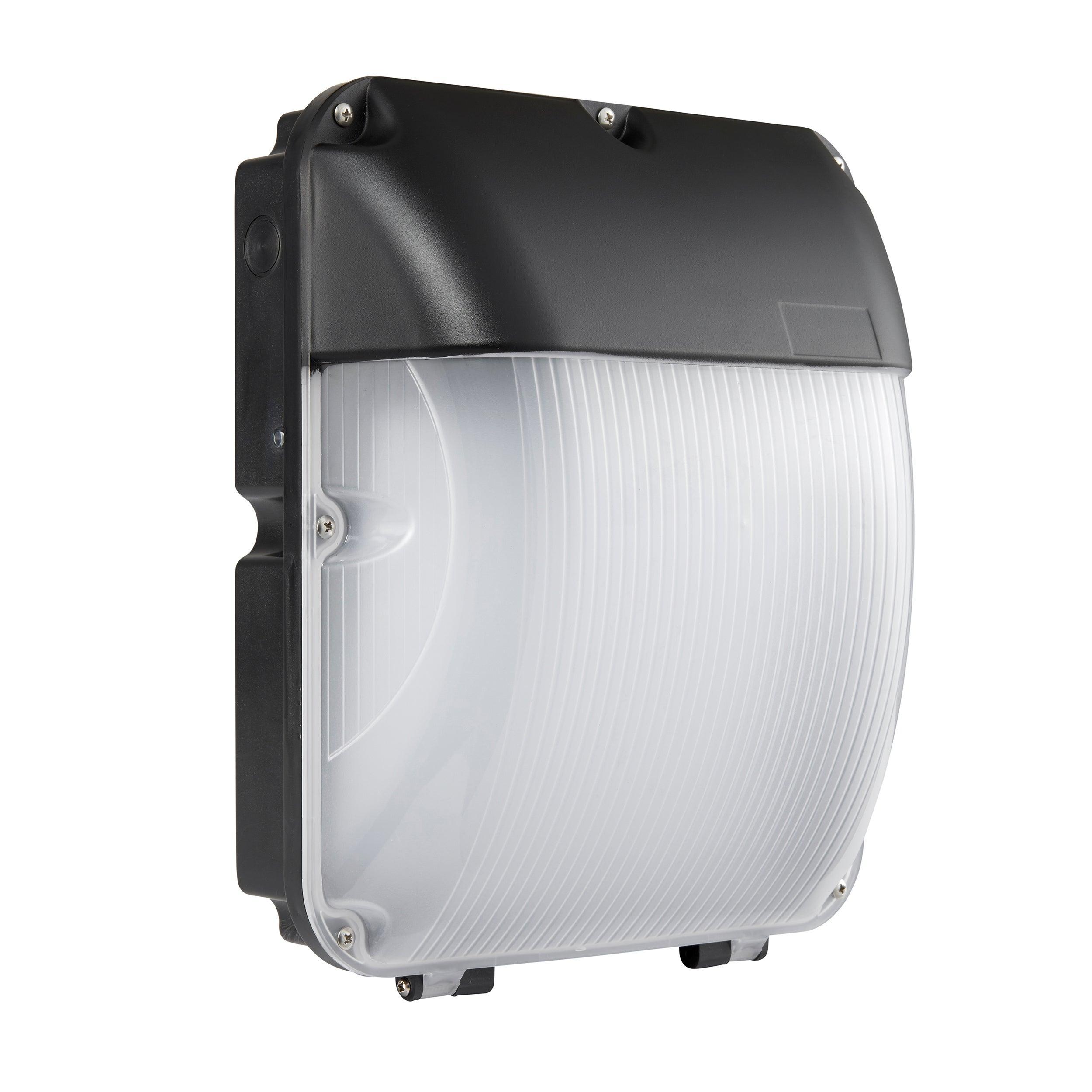 lucca led black outdoor wall light with photocell ip65 30wby Saxby Lighting, close up image