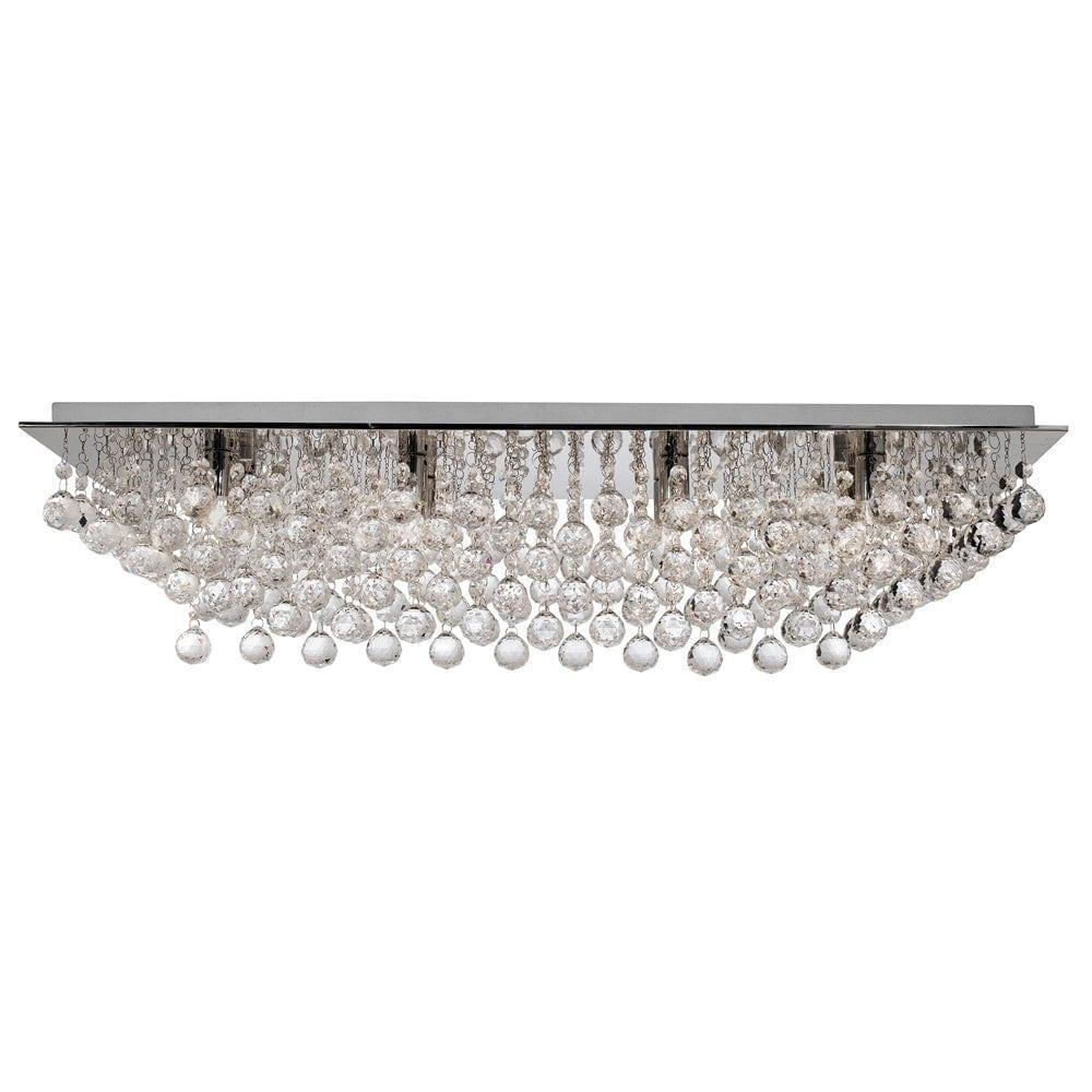 Hanna 8 Light Chrome & Crystal Large Rectangle Ceiling Flush Living Room Image 1