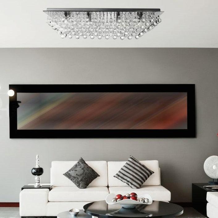 Hanna 8 Light Chrome & Crystal Large Rectangle Ceiling Flush Living Room Image 5