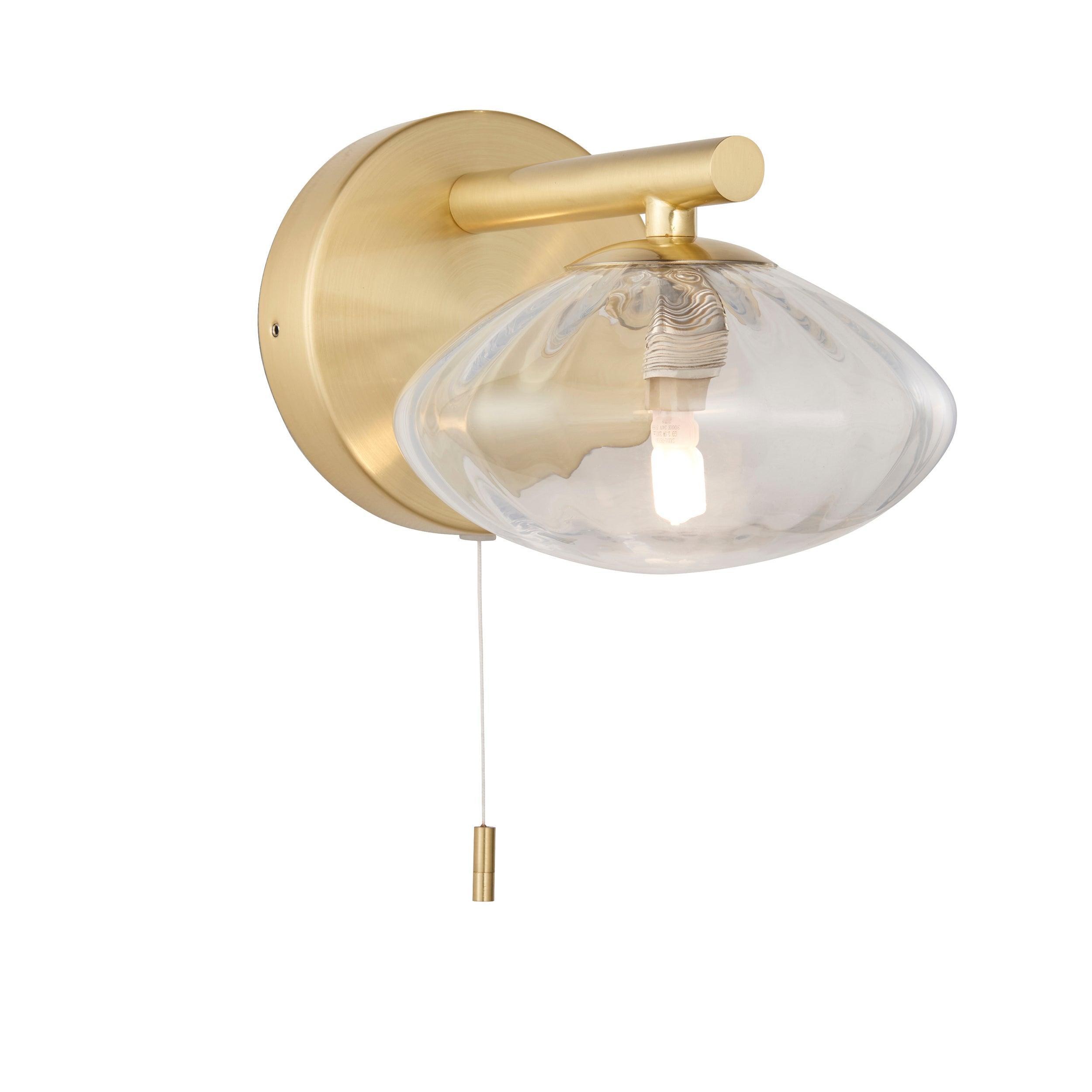Trocadero Art Deco Brass Bathroom Wall Light - Glass Shade image 1