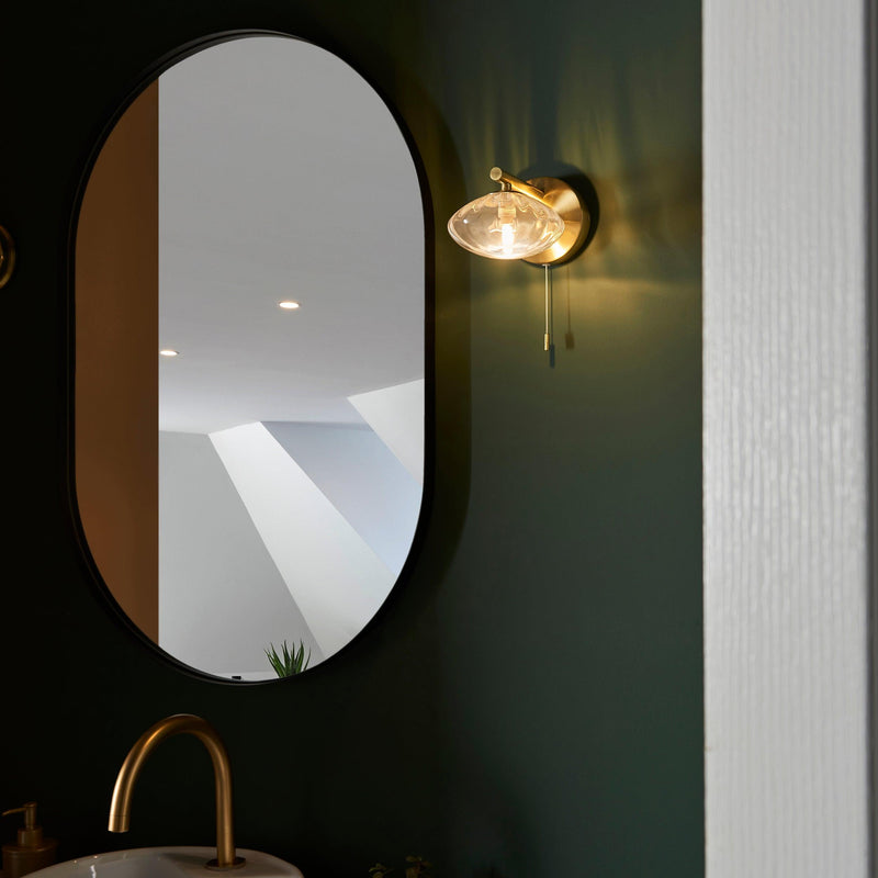 Trocadero Art Deco Brass Bathroom Wall Light - Glass Shade Living Room Shade Image