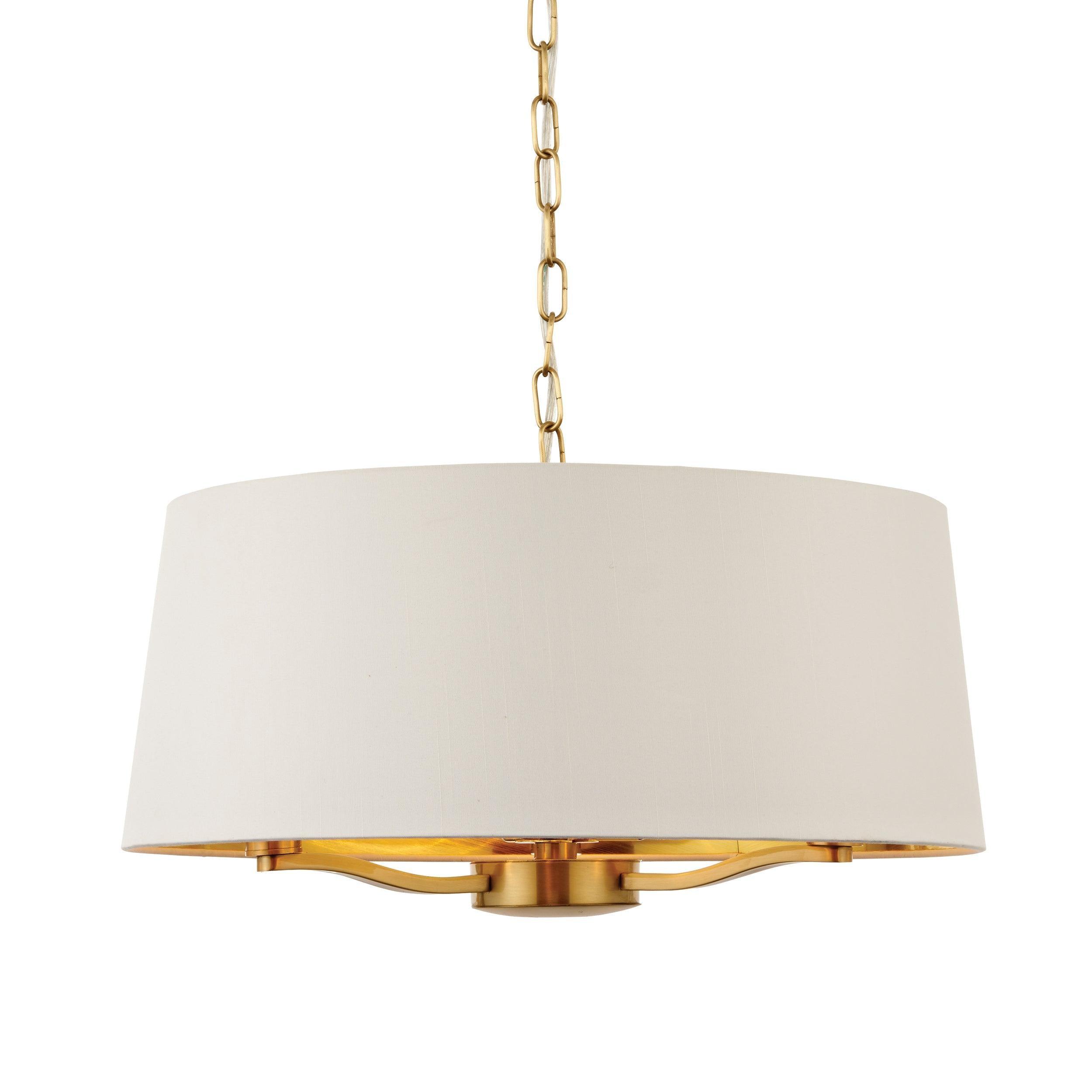 Endon Harvey 3 Light Satin Gold Pendant Ceiling Light-Ceiling Pendant Lights-Endon Lighting Living Room Lighting Tiffany Lighting Direct