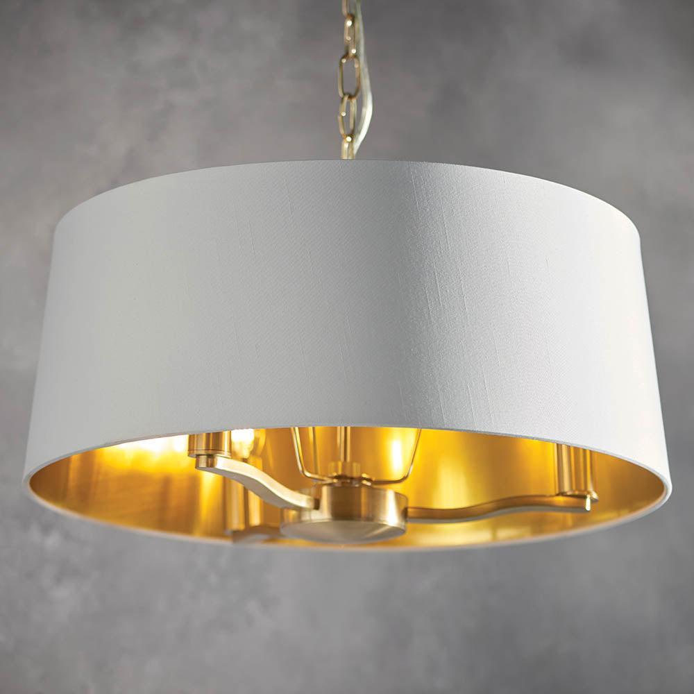 Endon Harvey 3 Light Satin Gold Pendant Ceiling Light-Ceiling Pendant Lights-Endon Lighting hallway lighting photo Tiffany Lighting Direct