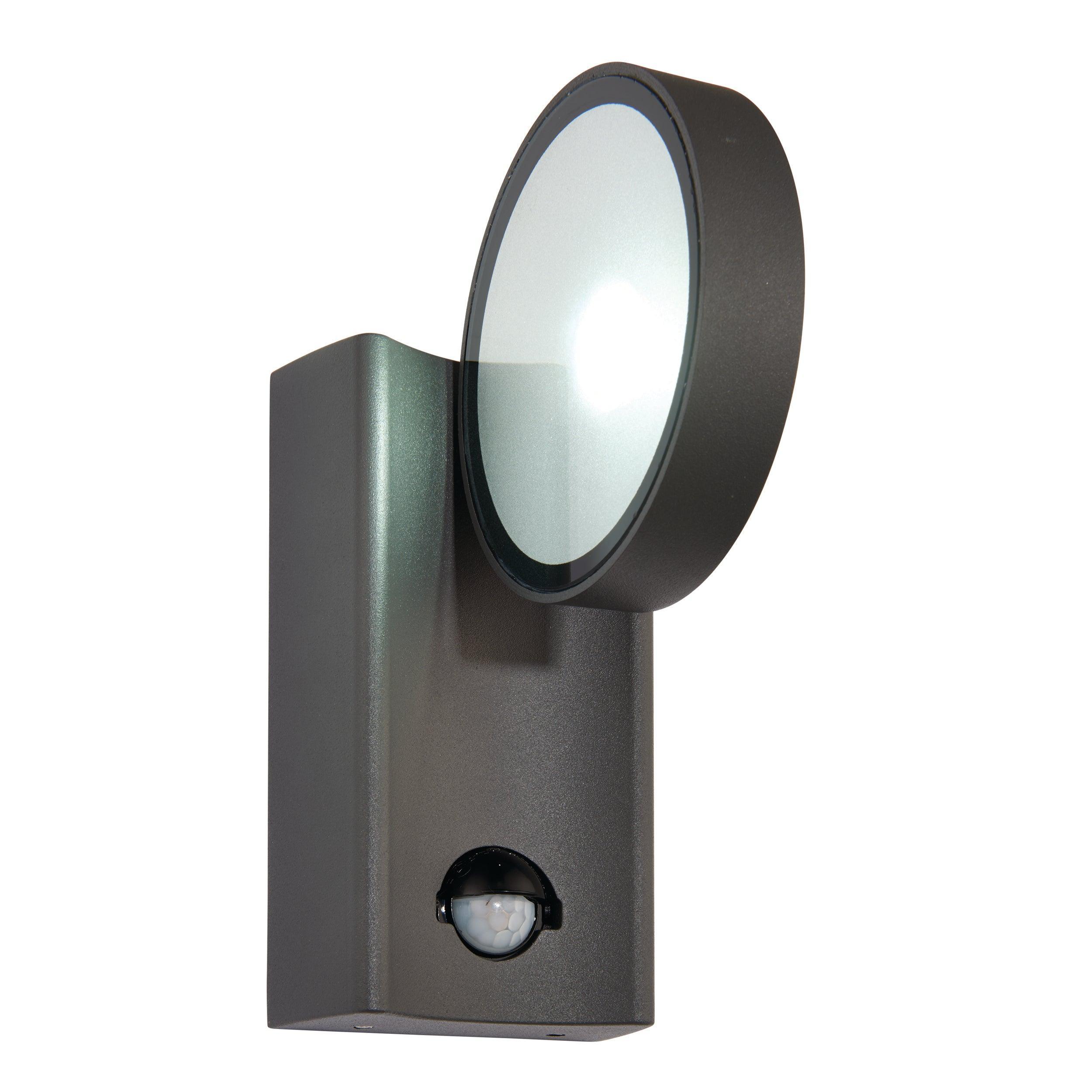 oreti pir sensor led grey outdoor wall light ip44 11 6wby Saxby Lighting, close up image
