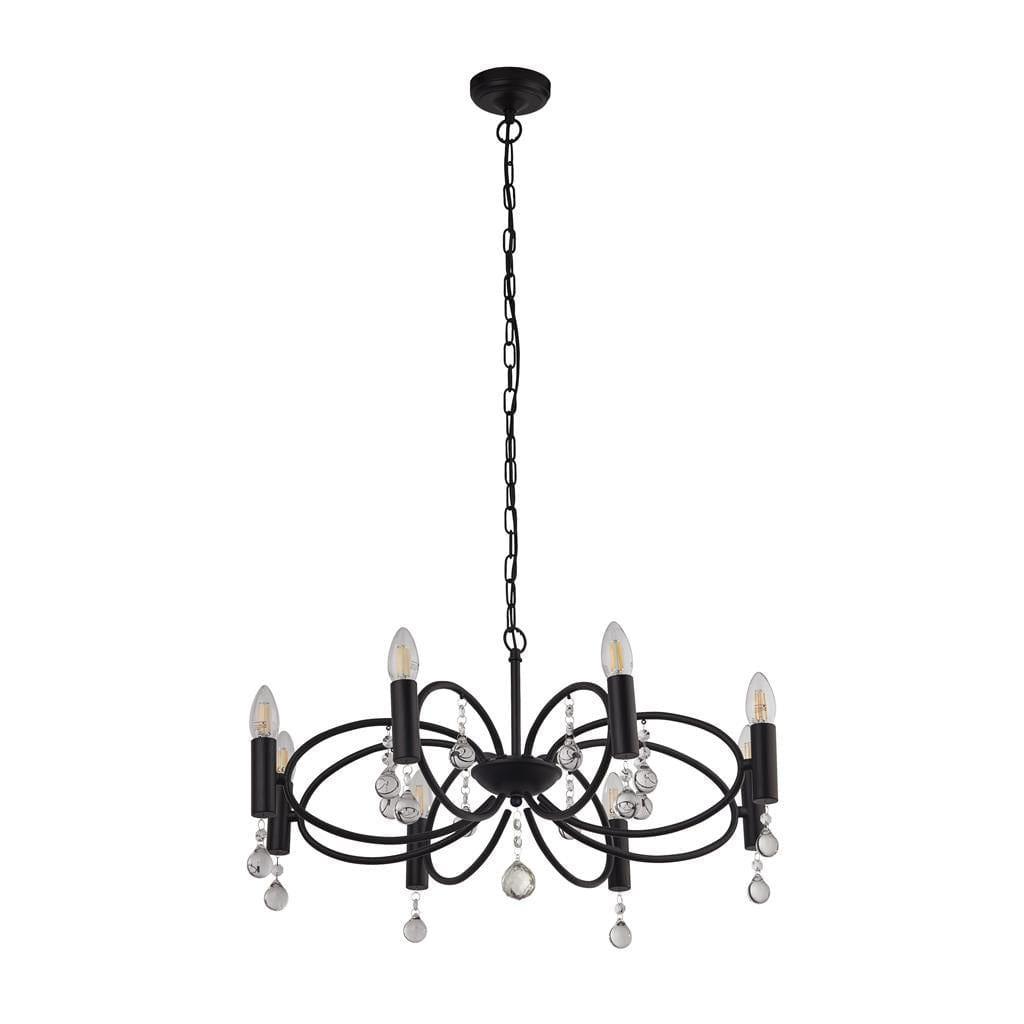 Infinity 8 Light Black Pendant - Crystal Glass Detail-1-Tiffany Lighting Direct