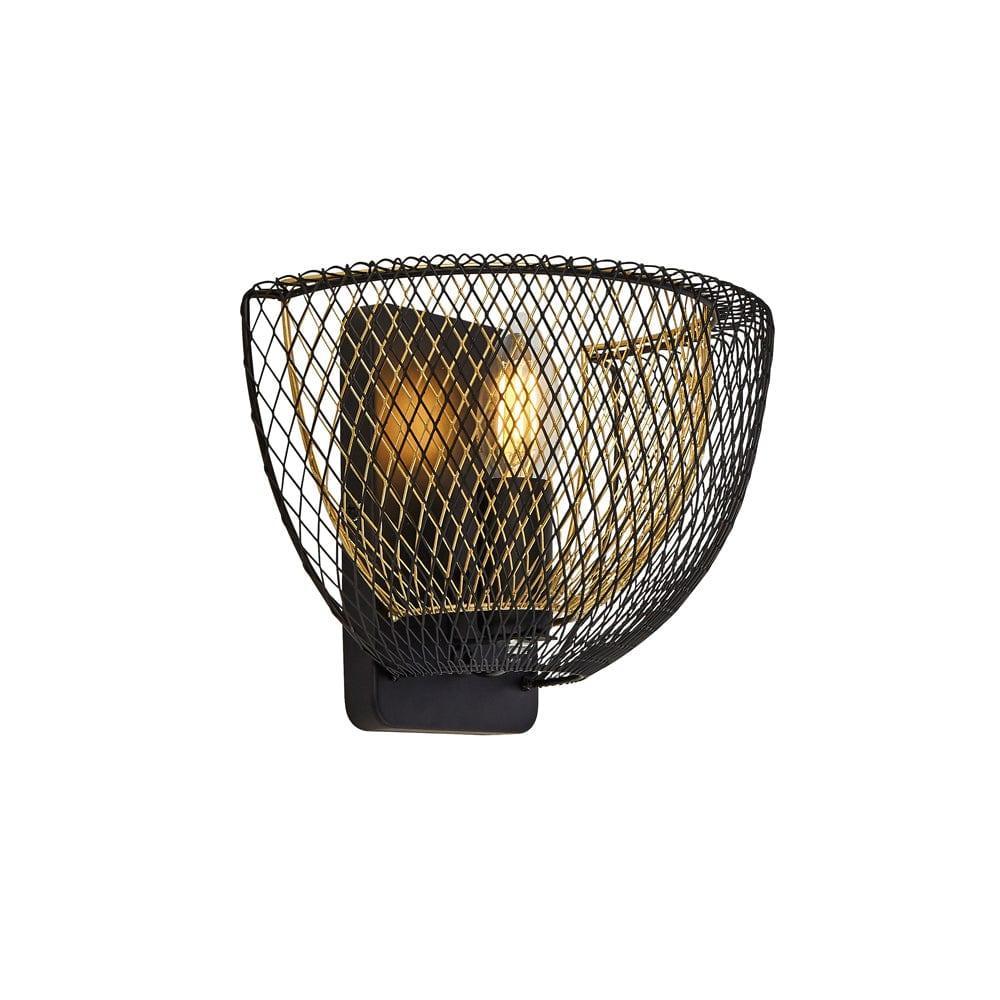 honeycomb 1 lt double layered black gold mesh wall light
