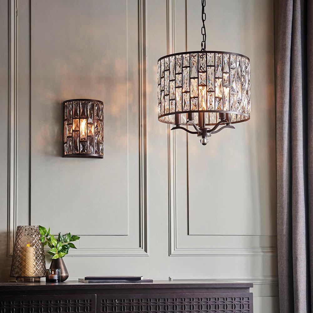 Endon Belle 5 Light Clear Glass Crystal Ceiling Pendant-Ceiling Pendant Lights-Endon Lighting Hallway Lighting Close upTiffany Lighting Direct