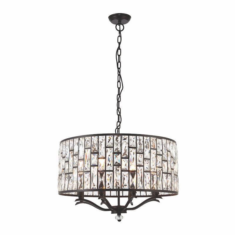 Endon Belle 8 Clear Glass Crystal Pendant Ceiling Light-Ceiling Pendant Lights-Endon Lighting Living room light close up 2 Tiffany Lighting Direct