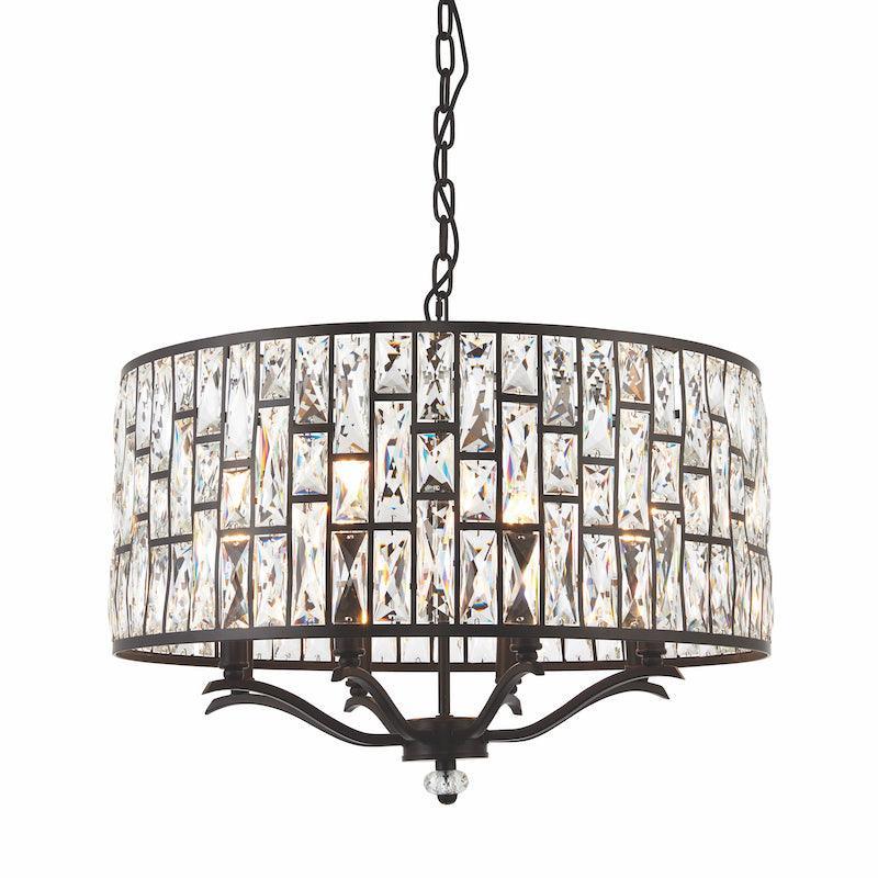 Endon Belle 8 Clear Glass Crystal Pendant Ceiling Light-Ceiling Pendant Lights-Endon Lighting Living room light close up 4 Tiffany Lighting Direct
