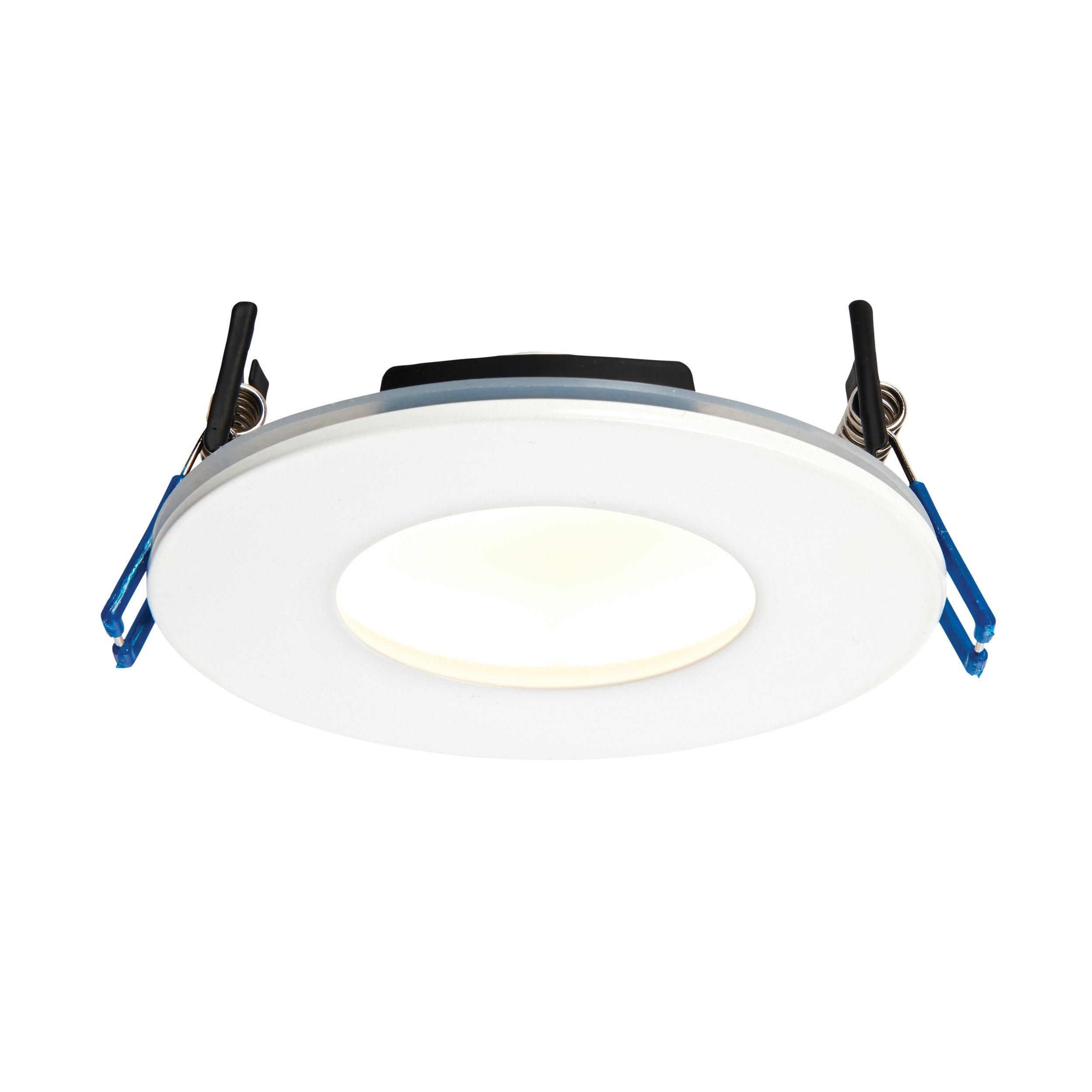 orbitalplus matt white recessed ceiling light ip65 9wby saxby lighting