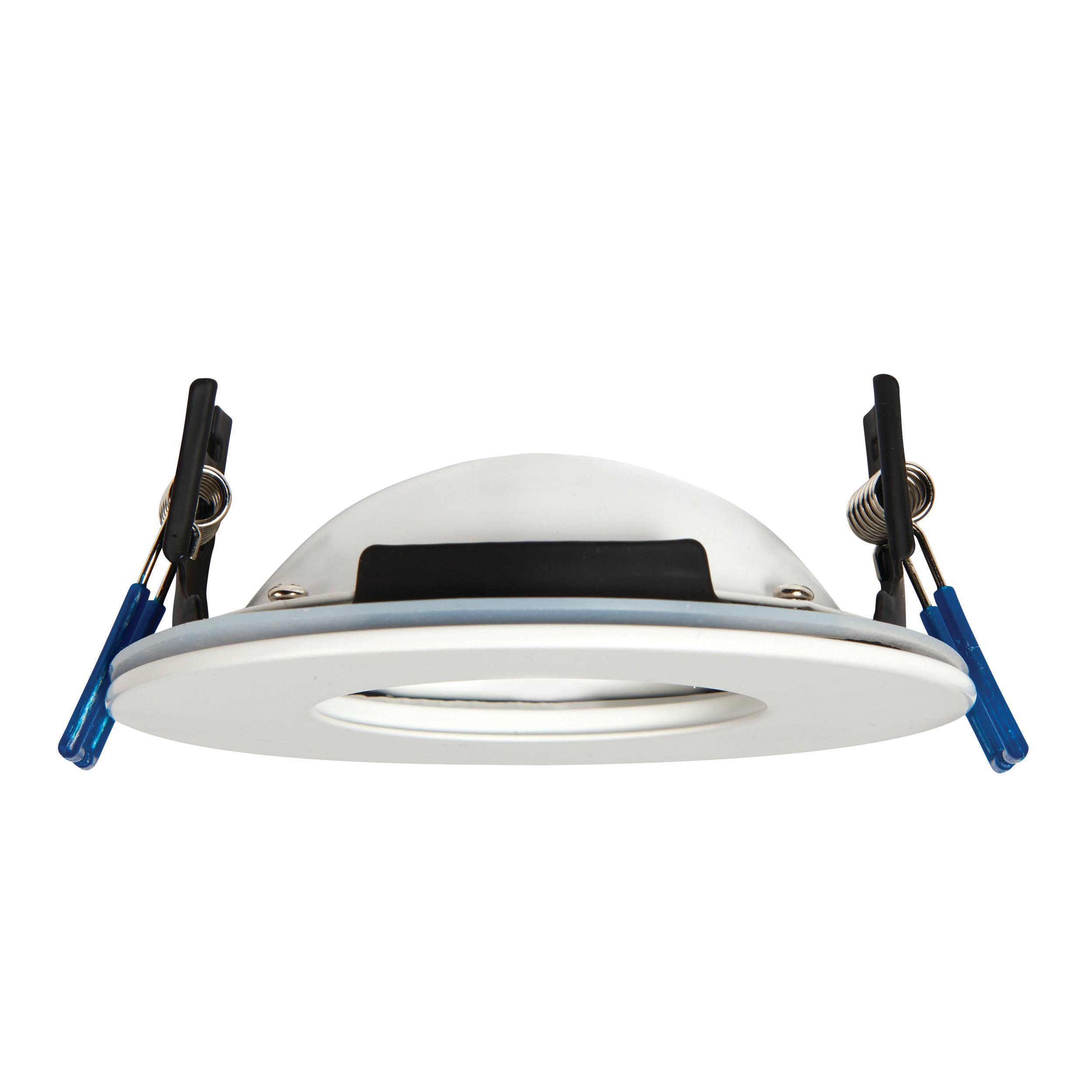 orbitalplus matt white recessed ceiling light ip65 9w by saxby lighting, close up image 329